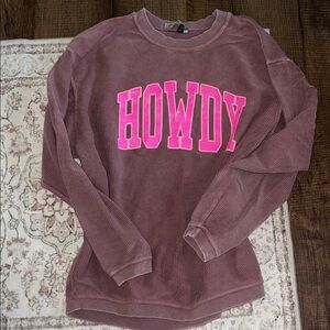 Pink and Brown 'Howdy' Corduroy Sweatshirt